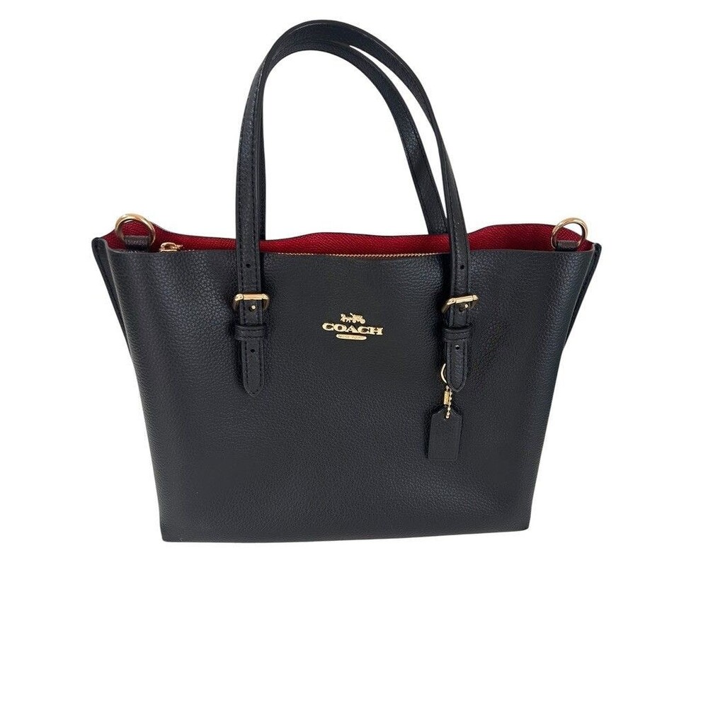 COACH C4084 Small Mollie Tote 25 Cross grain Leather Black